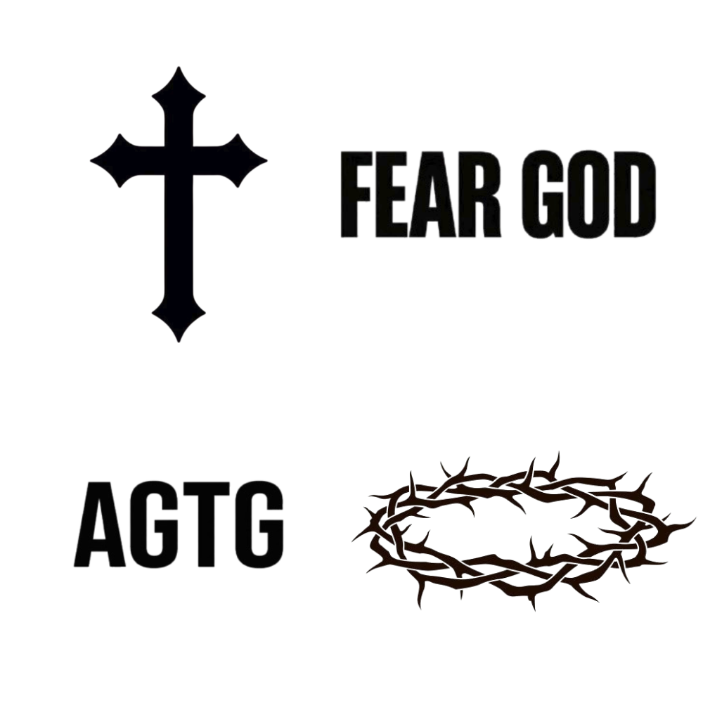 Pack of 4 Decals - Cross, Fear God, AGTG, Crown of Thorns